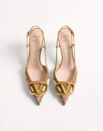 Valentino VLogo Signature Slingback Pump In Crust Leather With Floral Embroidery 80Mm - Image 5